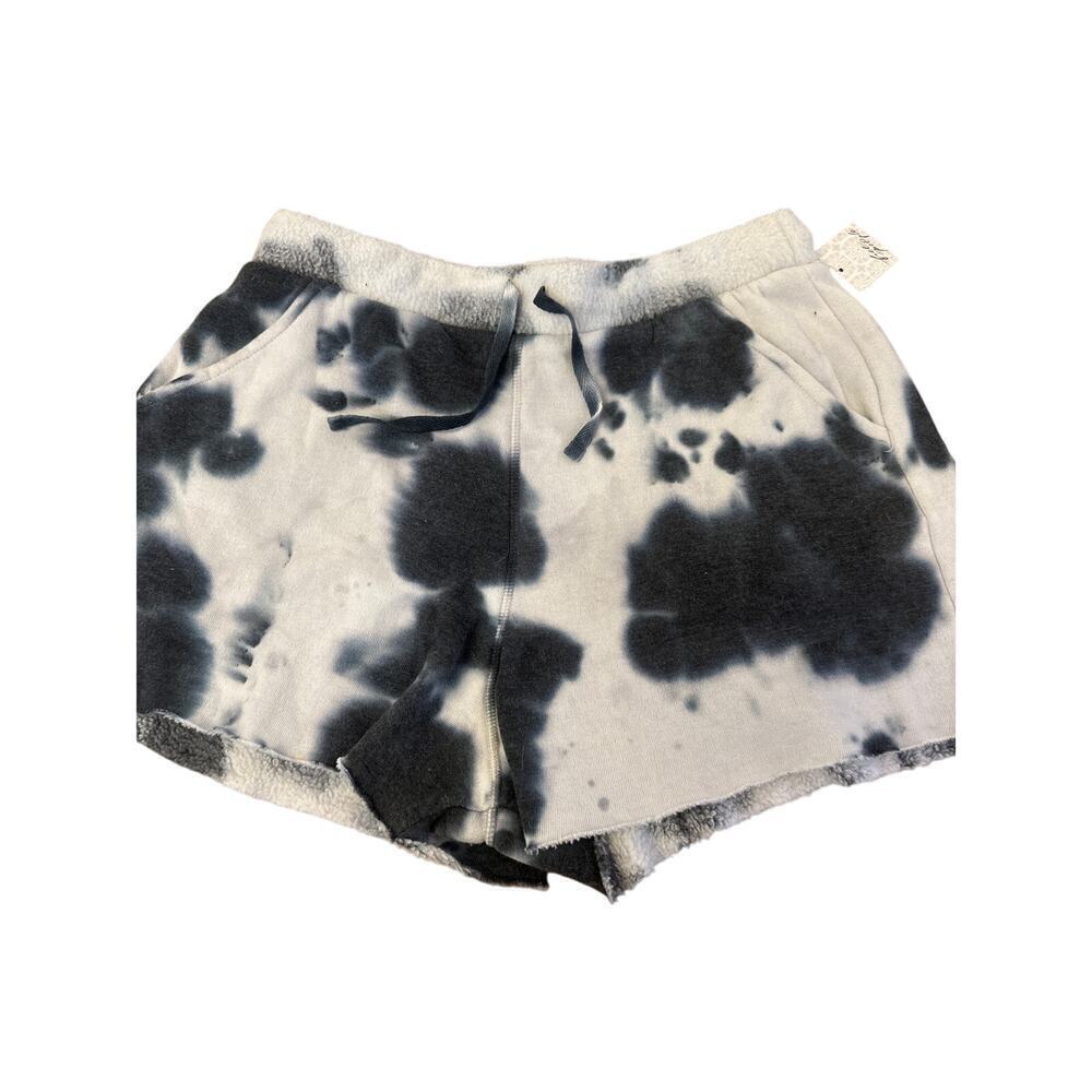 Free People Kelly Washed Tie Dye Shorts NWT Womens Medium gray/black